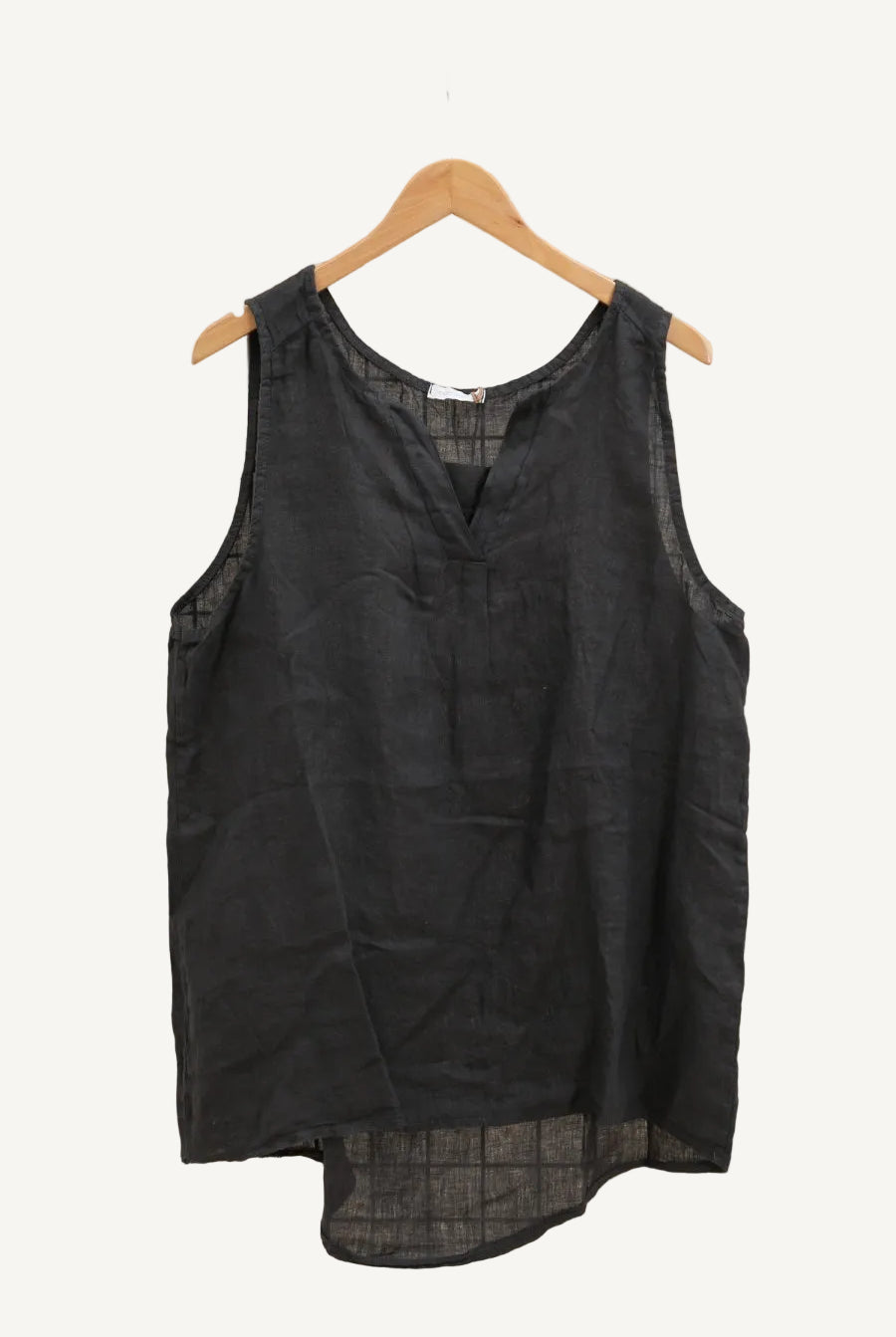 anthracite grey sleeveless top on a hanger