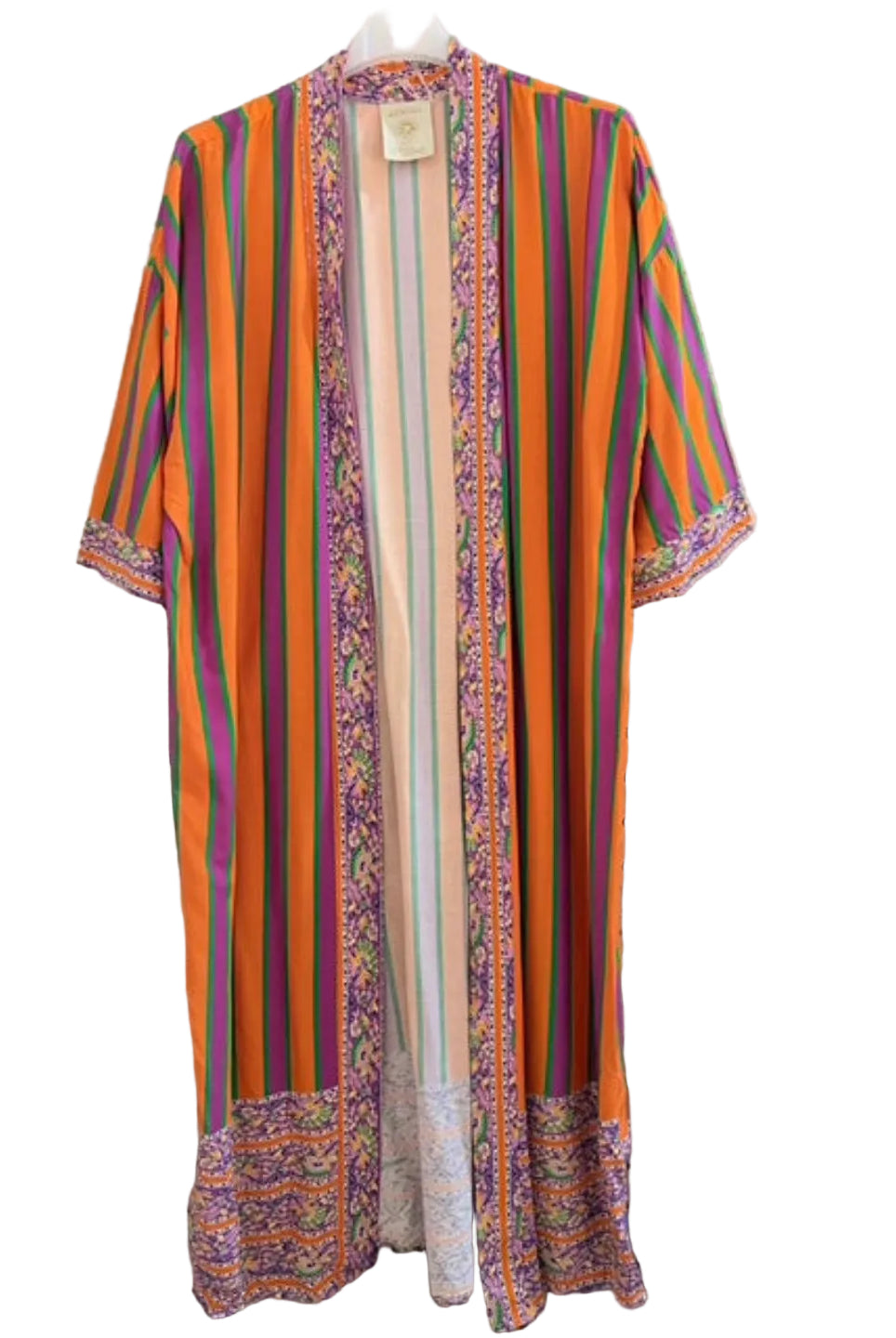 Colorful striped kimomo with floral