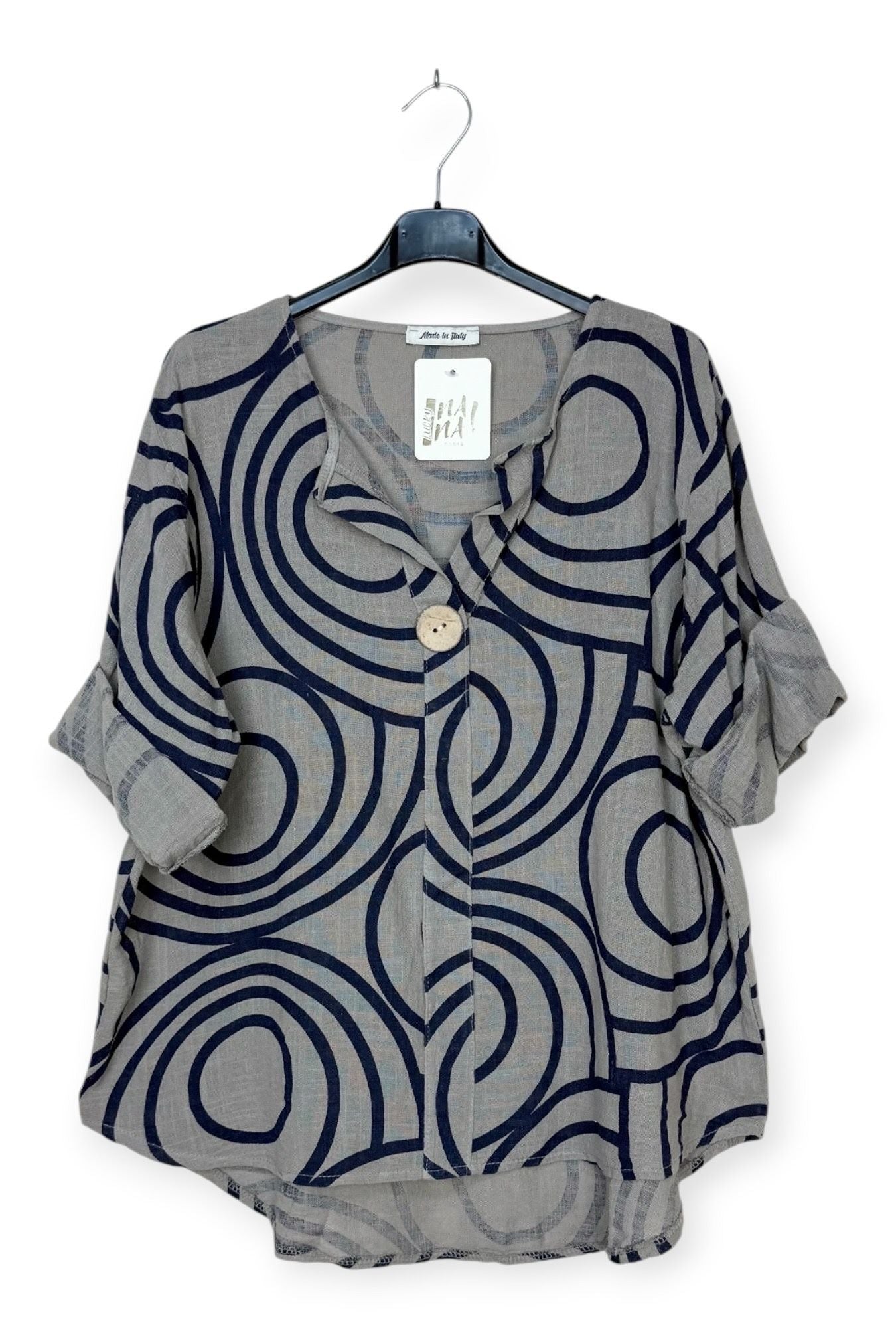 taupe printed cotton top