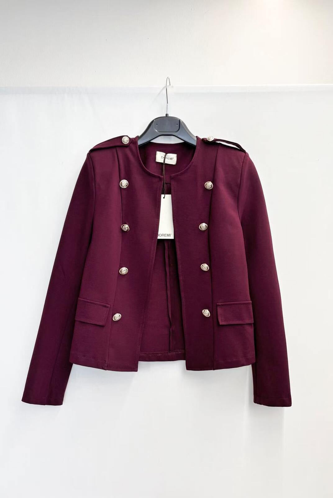 burgundy military style jacket