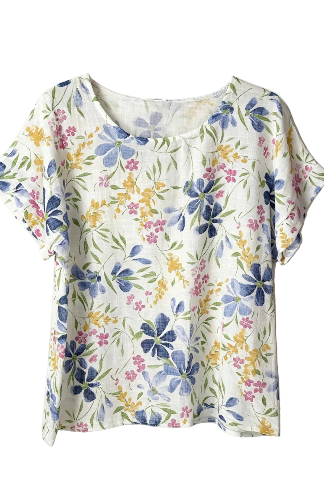 white floral print top