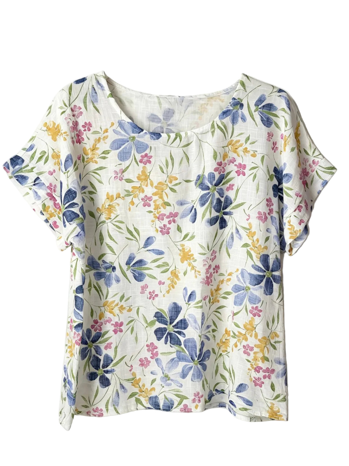 white floral print top