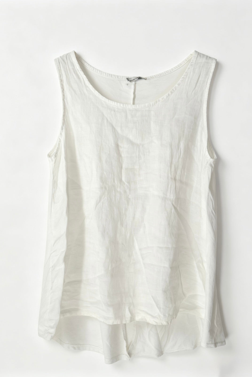 White sleeveless top on a white background