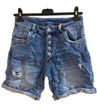 Blue denim shorts with button details 