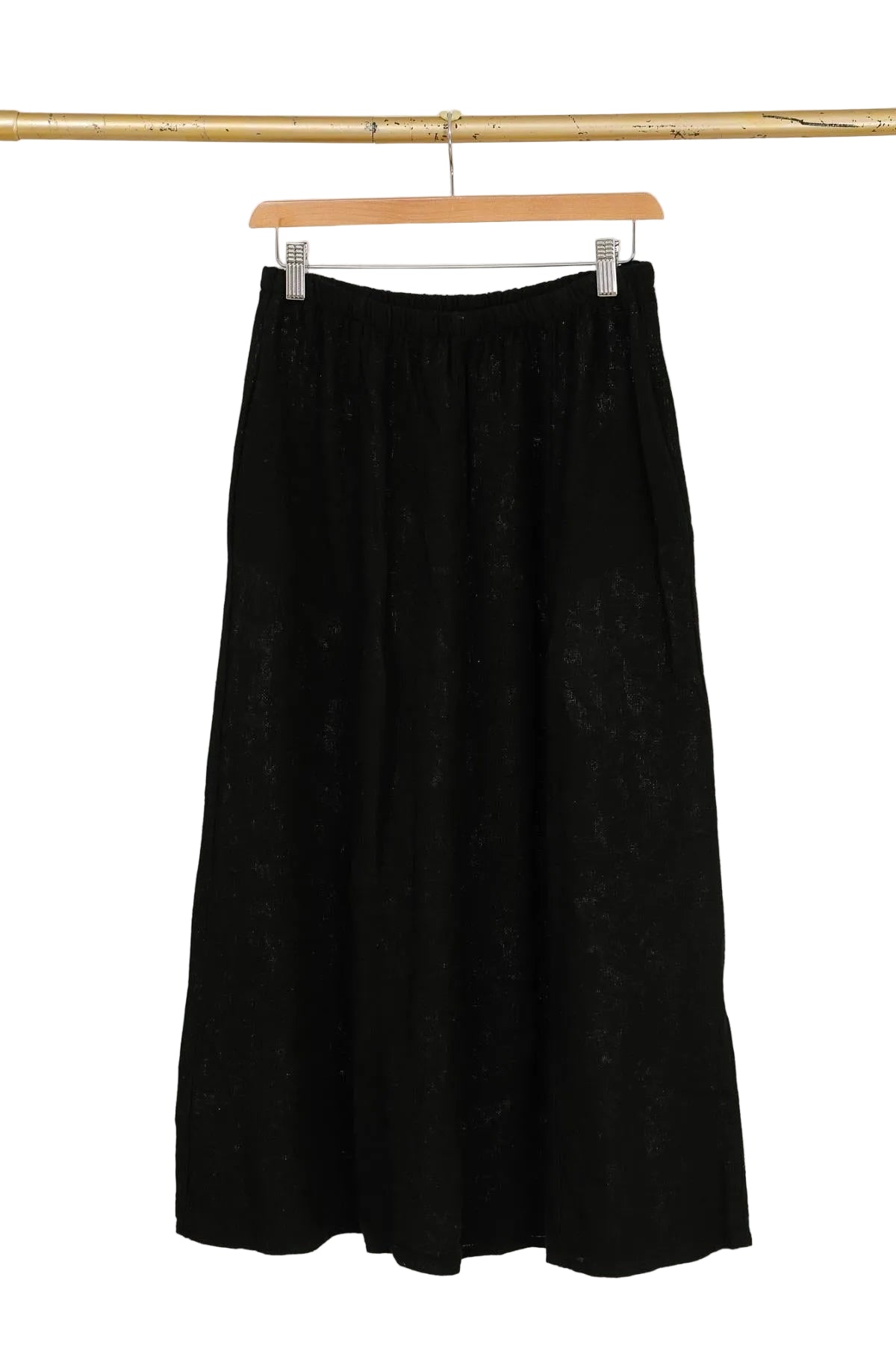 Black linen skirt with white background