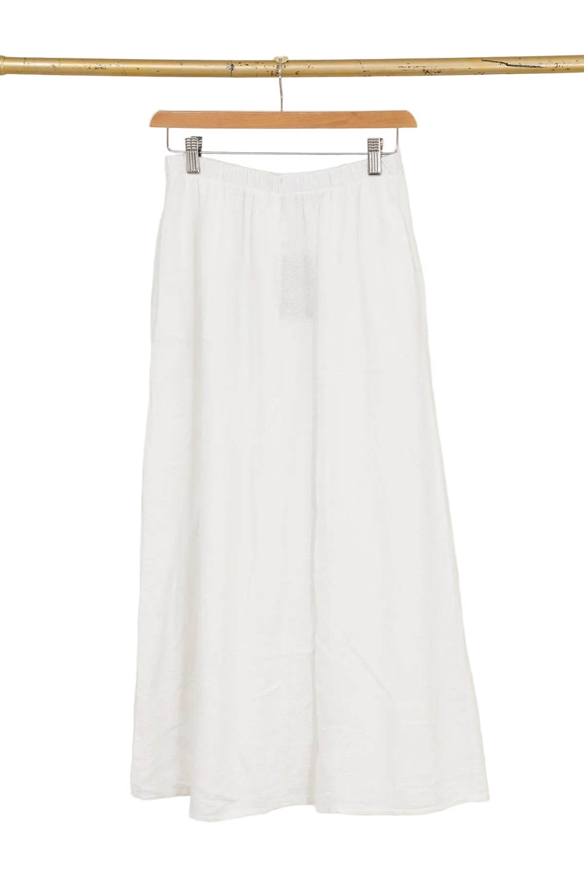 White linen skirt with white background