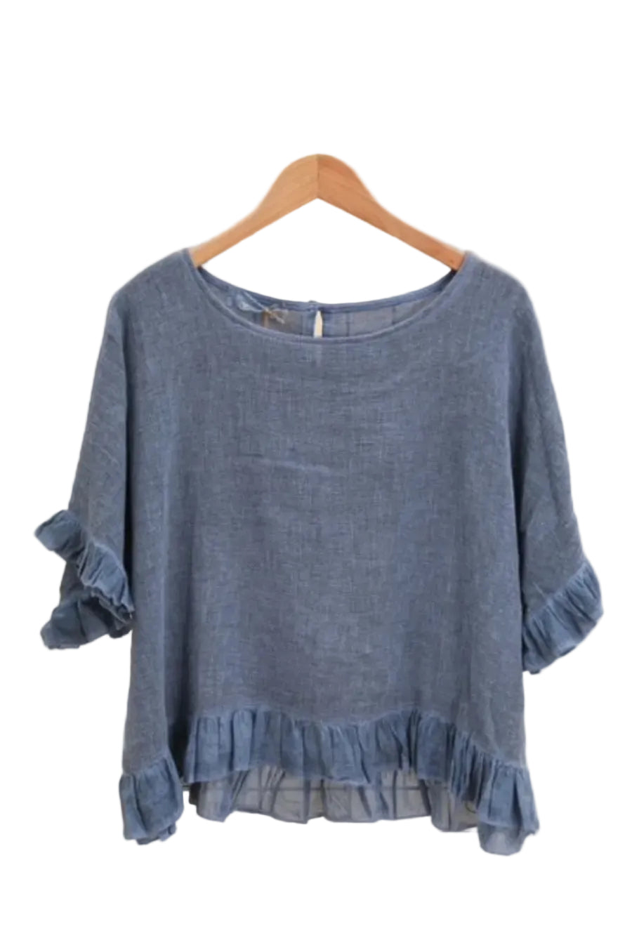 Blue Jeans plus size top with ruffled hem