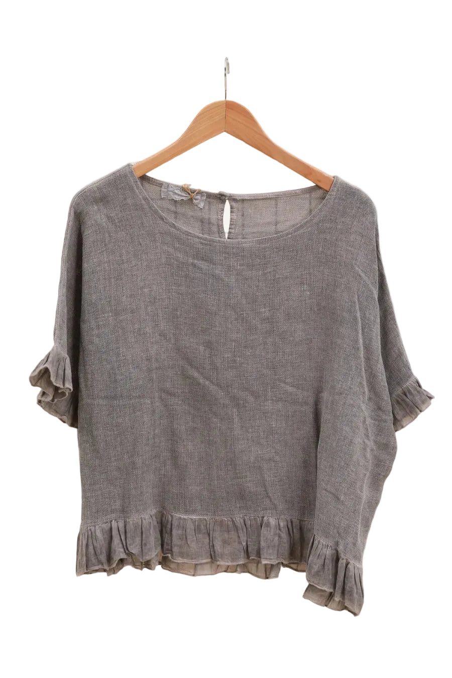 Grey ruffled blouse