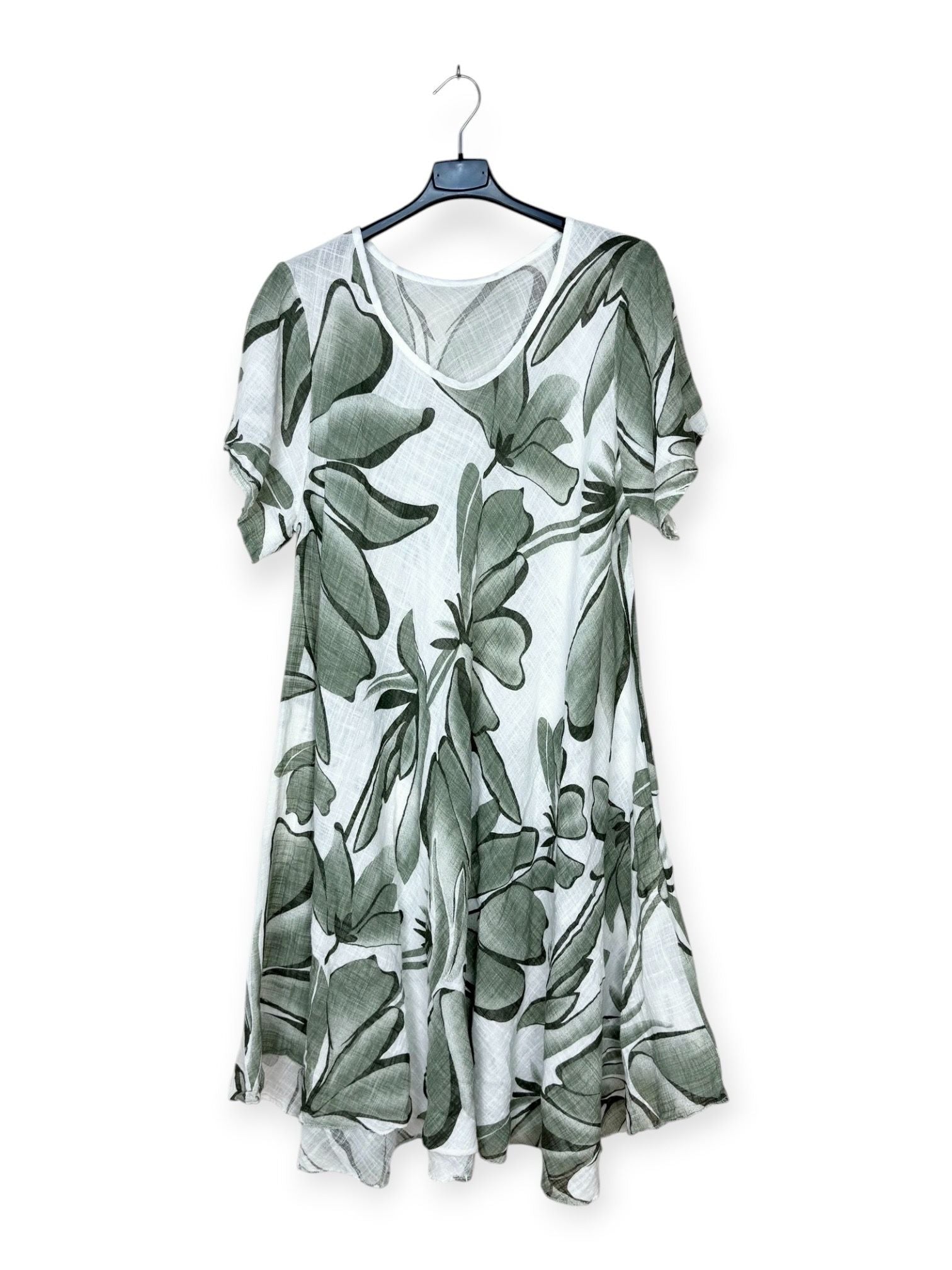 Khaki printed short sleeve dress