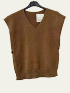 Camel v neck poncho with cap sleeves