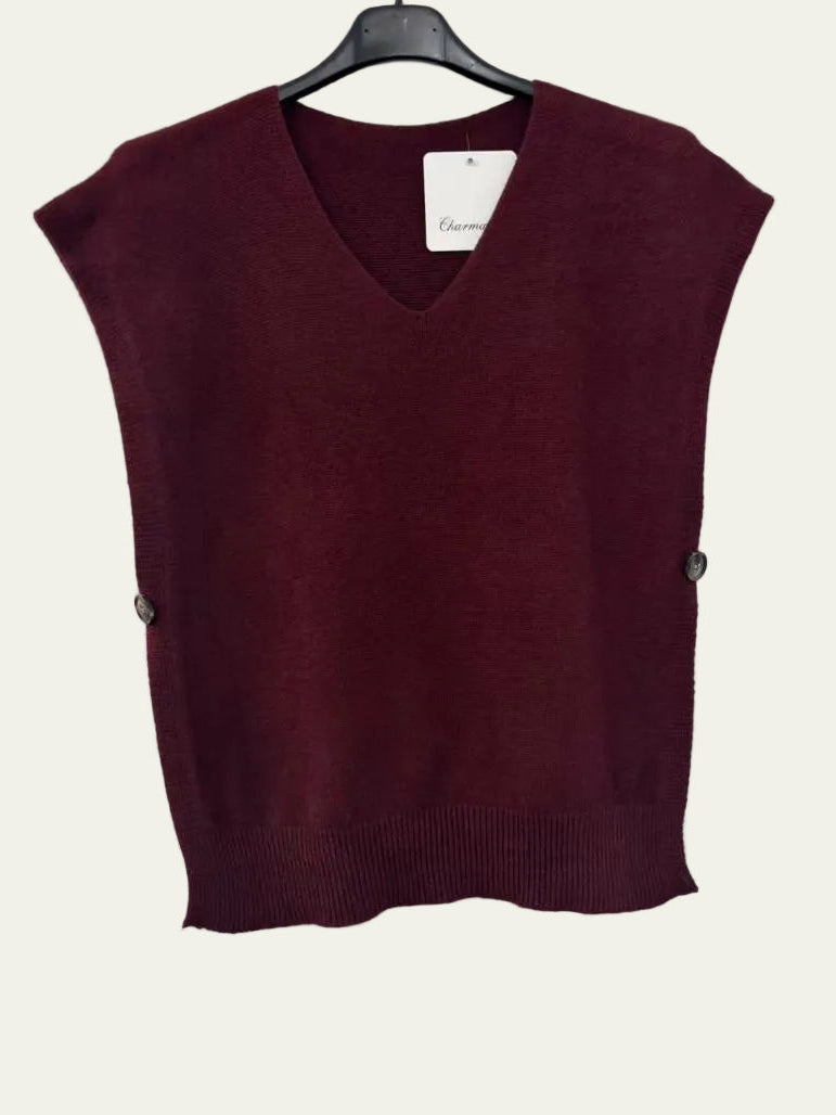 Burgundy v neck poncho sweater