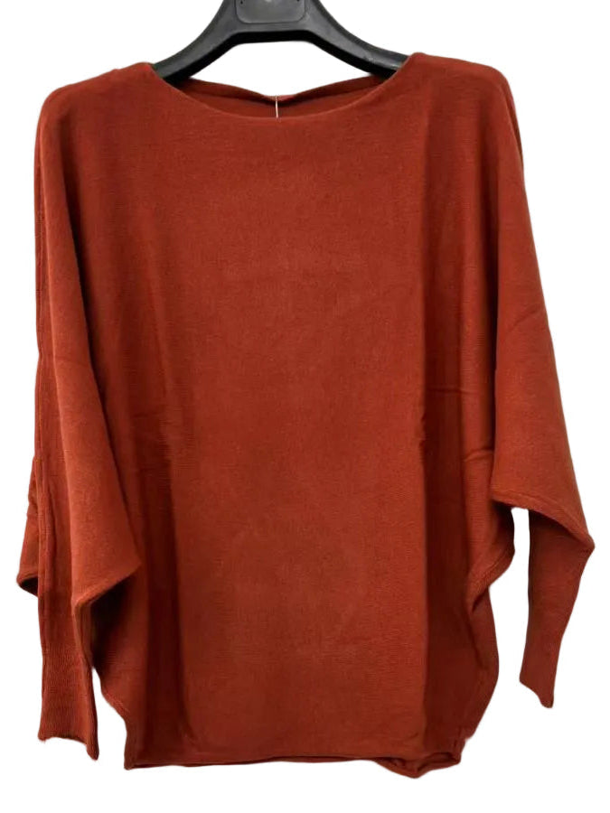 Batwing Brick Colour Sweater 