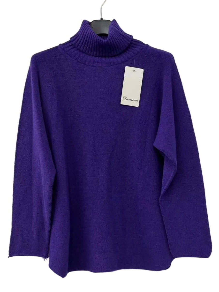 A purple polo neck sweater 