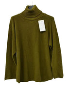 An olive green knitted polo neck 