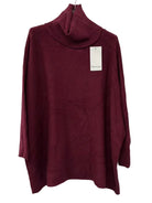 A burgundy knit turtleneck sweater 