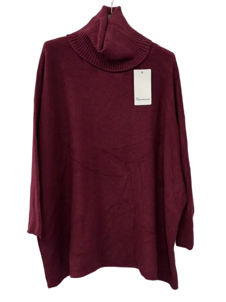 A burgundy knit turtleneck sweater 