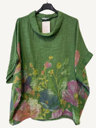 Green floral printed top