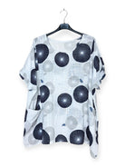 White printed cotton plus size top