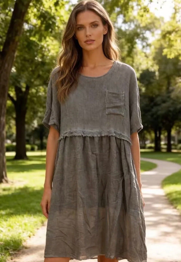 Anthracite linen cotton dress