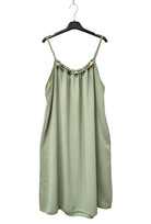 aqua strappy dress with pearl detail