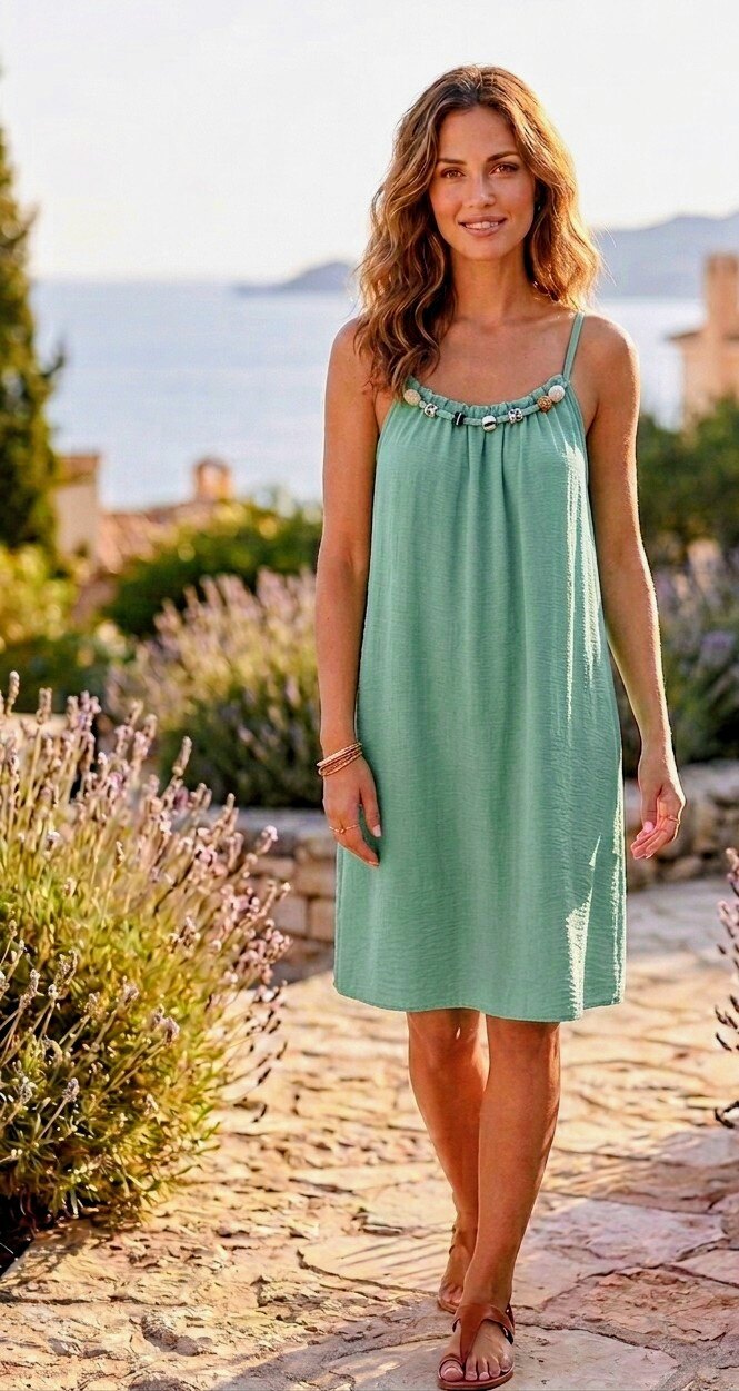 aqua strappy dress