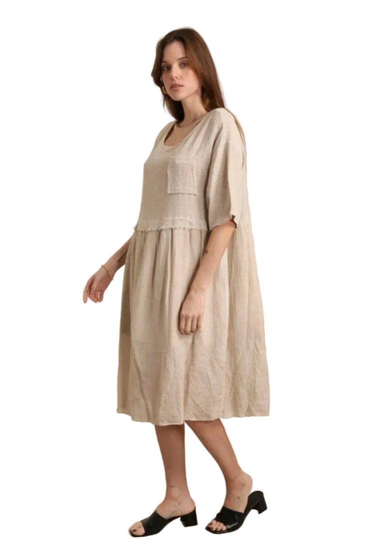 Beige dress linen cotton