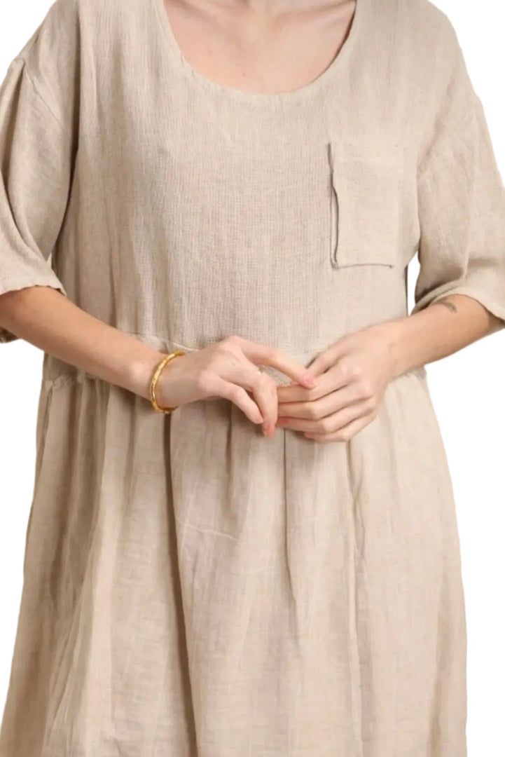 beige dress close up
