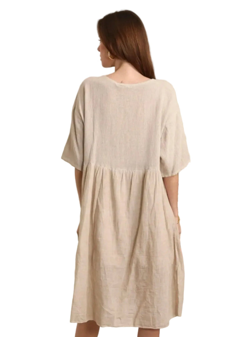 Beige dress from back