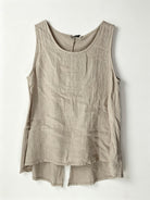 Beige sleeveless top on a white background