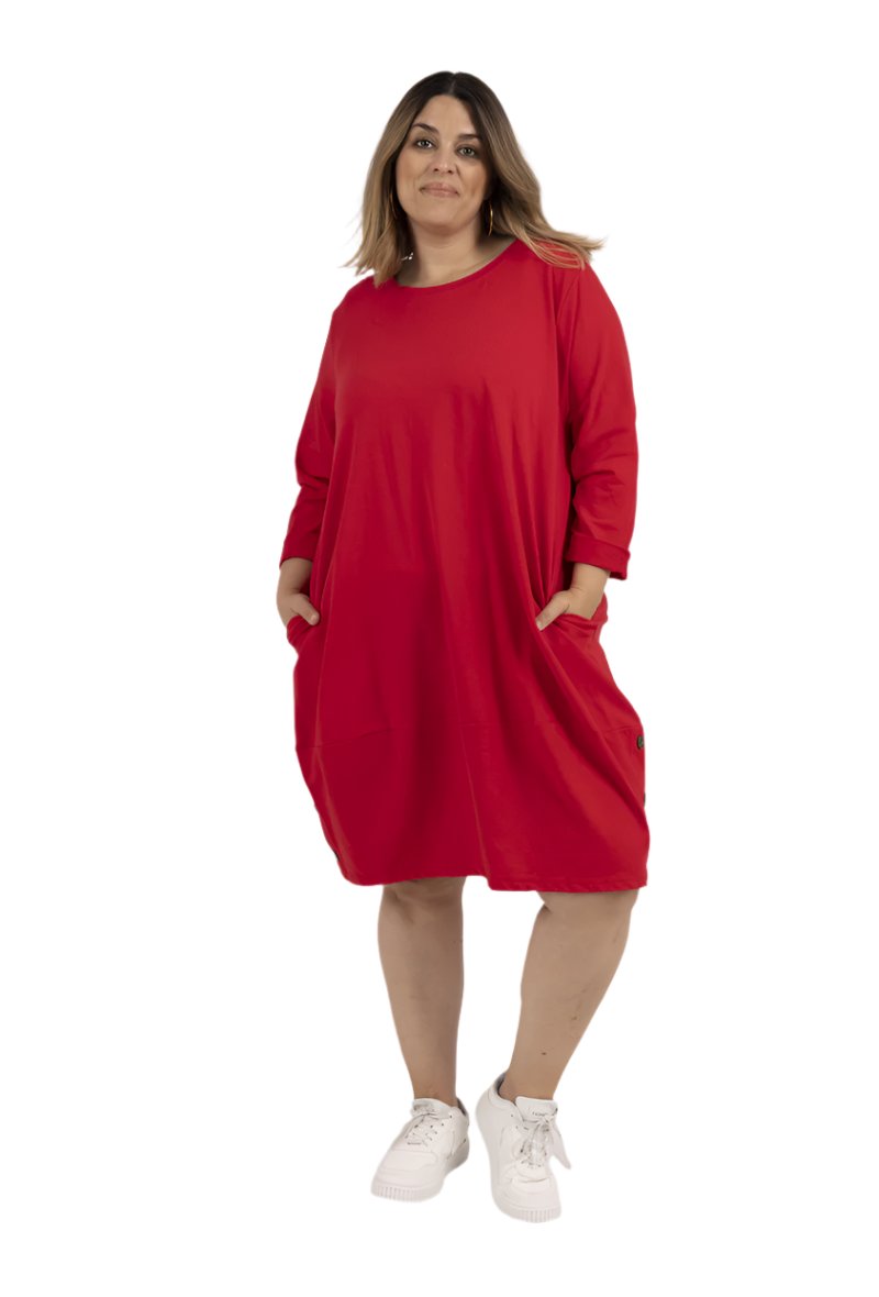 Plain Buttoned Hemline Sweatshirt Lagenlook Dress Plus Size Made in It BoutiqueModeItalienne