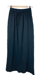 Black wide leg cotton trousers