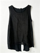 Black sleeveless top on a white background