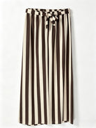 Brown striped palazzo trousers with tie belt