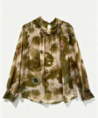 printed turn down collar blouse