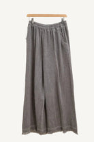 Chocolate wide-leg pants on a white background