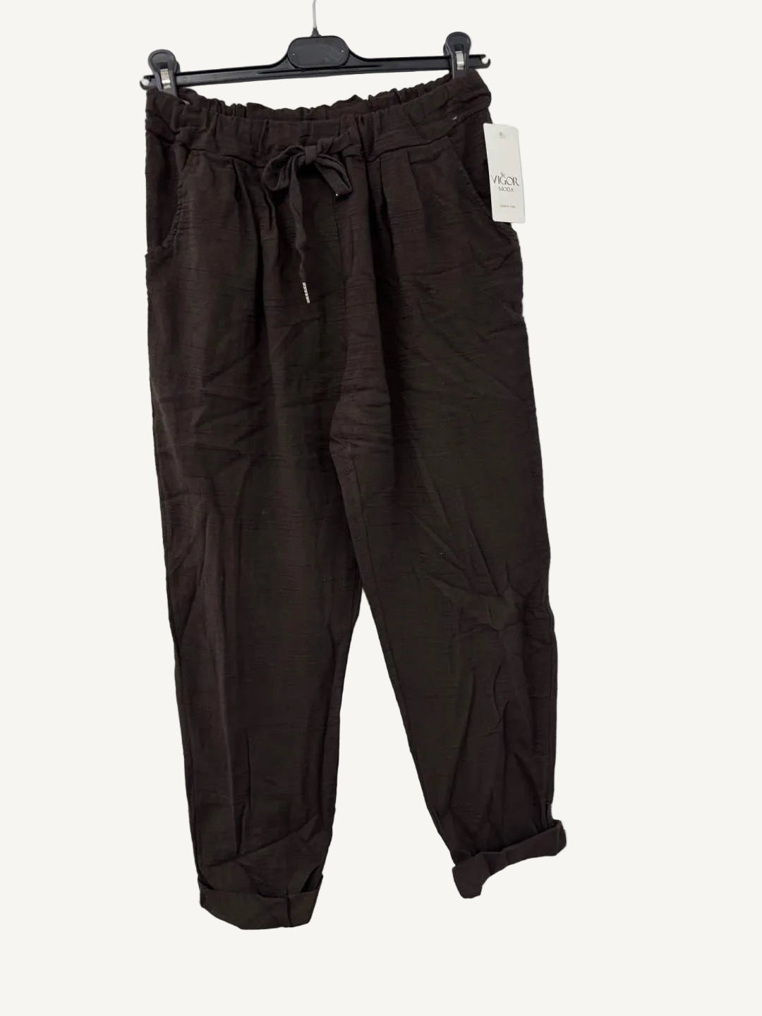 chocolate cotton gauze trousers