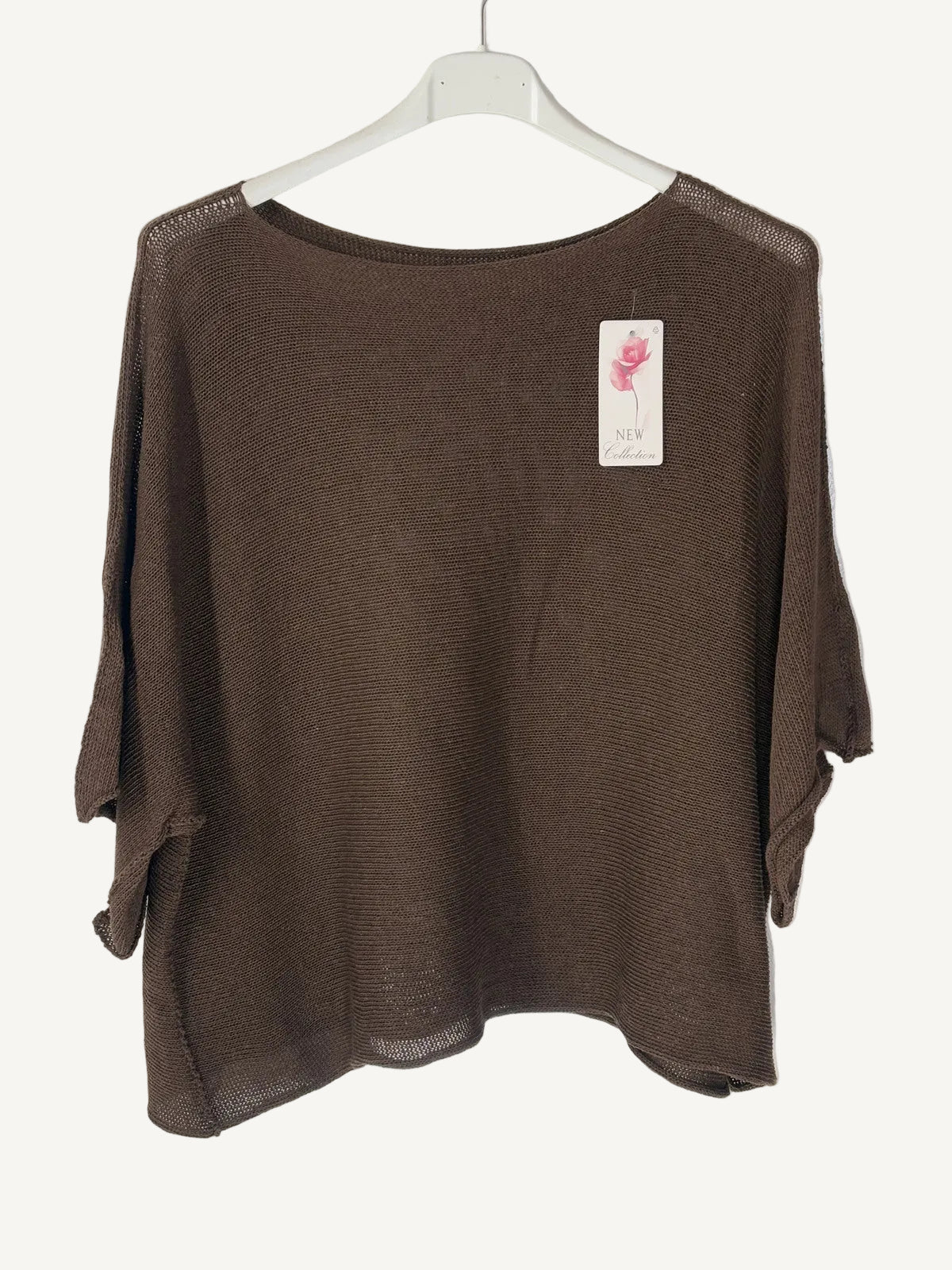 Brown sweater on a hanger 