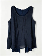 Navy blue tank top on a white background