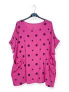 Fuchsia polka dot top