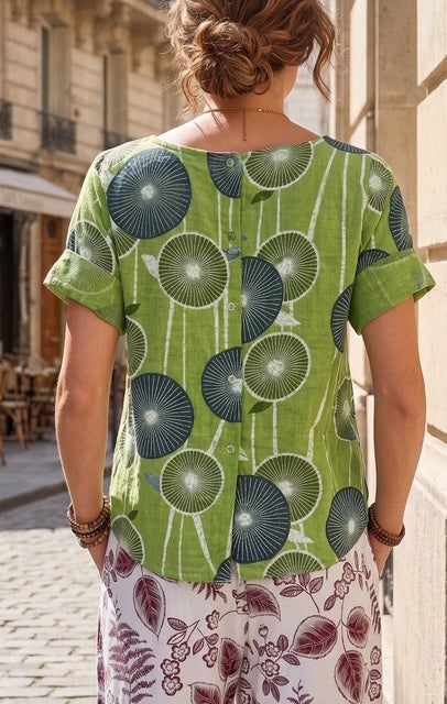 Green cotton printed top