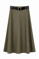 faux suede olive skirt with belt