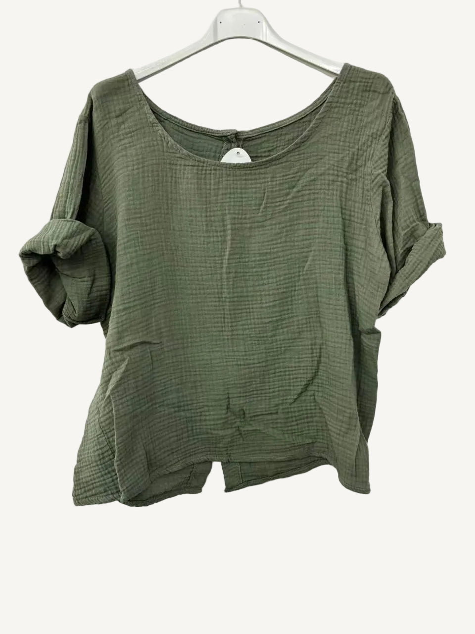 khaki cotton gauze top