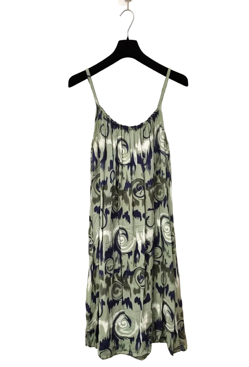 khaki printed dress on plain background
