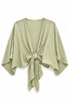 Green bolero with a knot detail on a white background