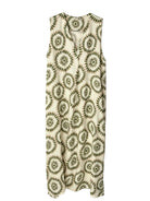 sleeveless v neck khaki print dress