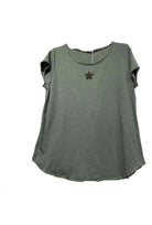 khaki star motif t shirt