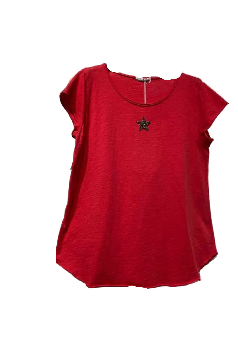 red star motif t shirt