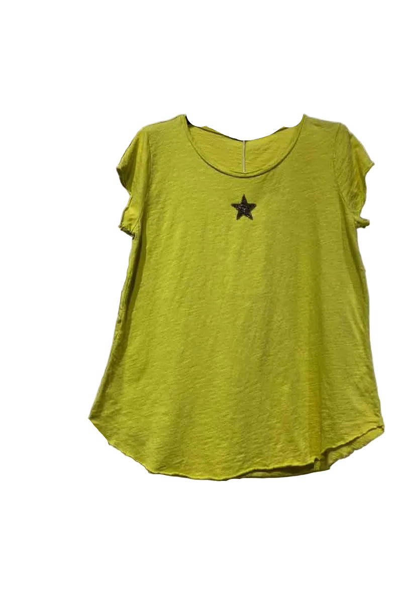 apple green star motif t shirt