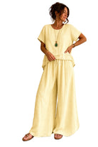 two piece trousers set in light yellow