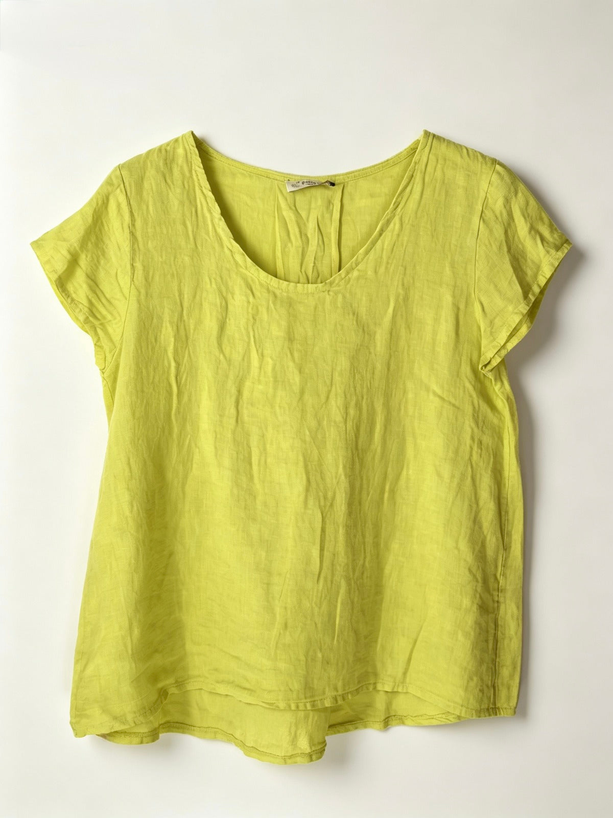 Lime green linen short sleeved top